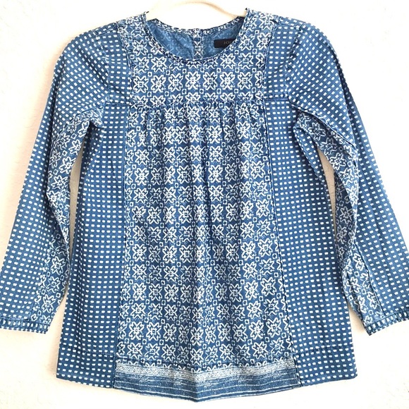 J. Crew Long Sleeve Block Print Blouse. Size 00 - Picture 1 of 6